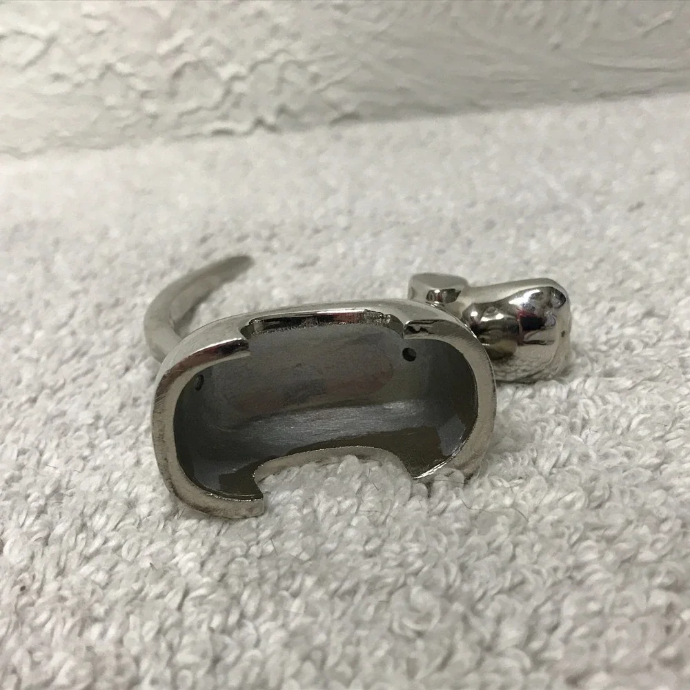 Scottie Schnauzer Dog Ring Holder Silver‎ Tone Metal with Rhinestone Eyes